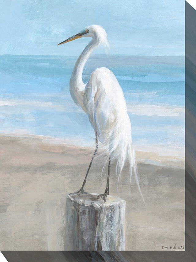Egret Portrait Outdoor Canvas Wall Art