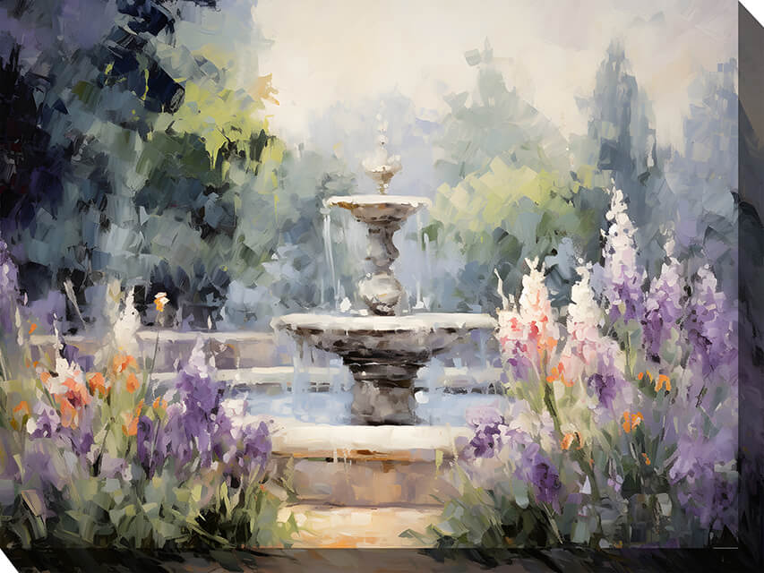 Floral Fountain Outdoor Canvas Wall Art