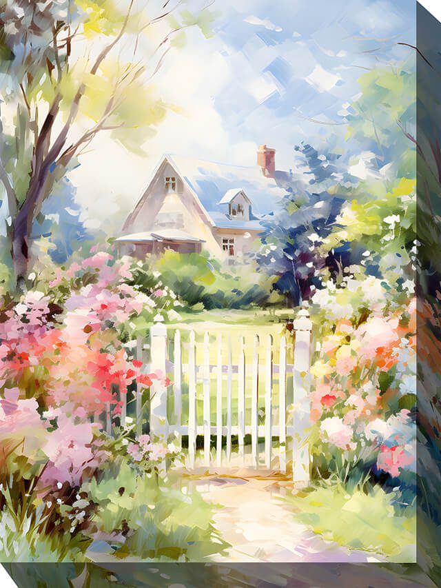 White Gate Outdoor Canvas Wall Art
