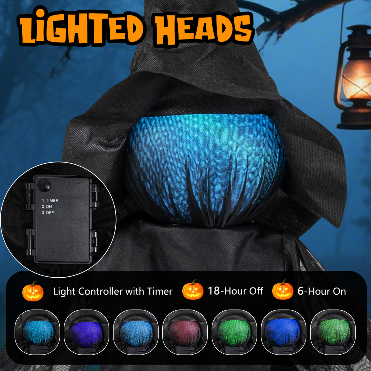 Outdoor Halloween Witch Decoration with LED Lighted Face