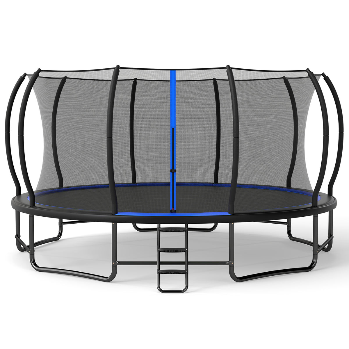 Outdoor Recreational Trampoline Giant Round Rebounder with Enclosure Net, Blue