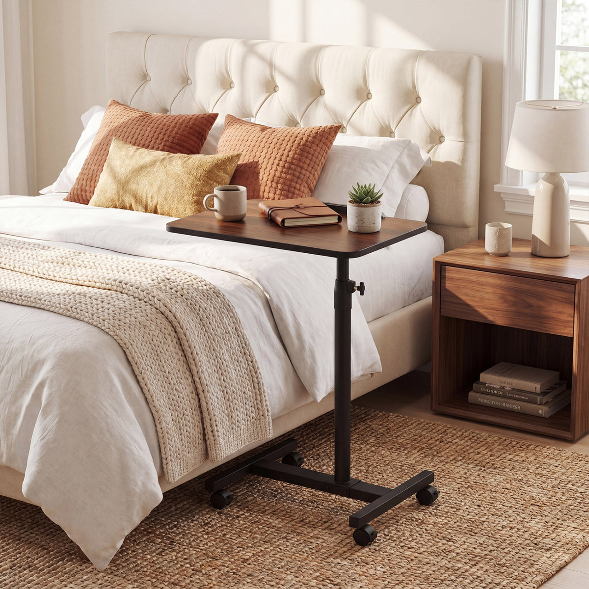 Overbed Rolling Food Tray Table