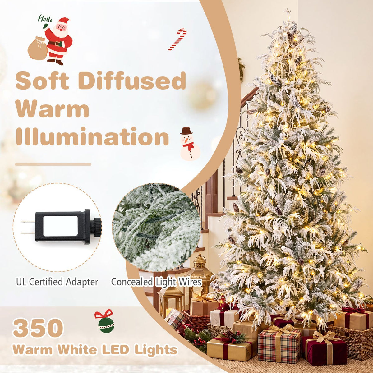 Pre-Lit Artificial Christmas Tree with Warm White LED Lights