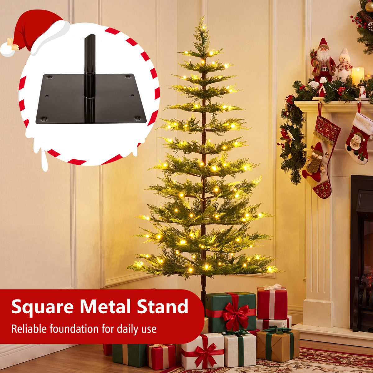 Pre-Lit Cypress Christmas Tree Set of 3 with 75 + 142 + 226 PE Branch Tips and 50 + 70 + 100 LED Lights