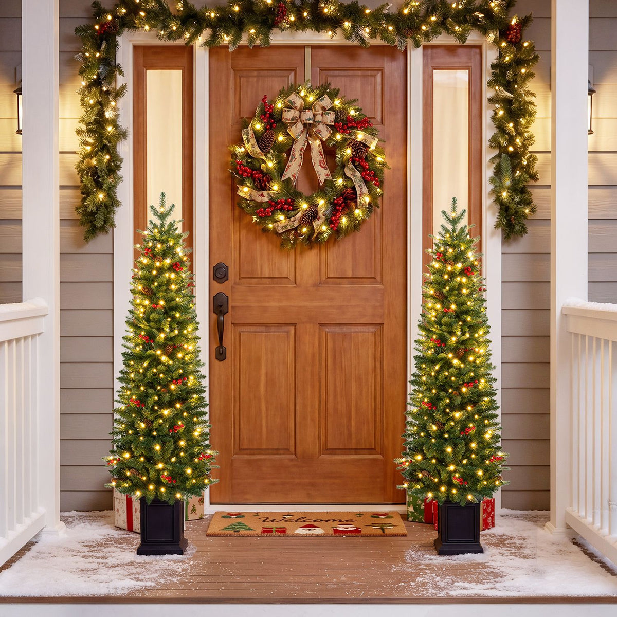 Pre-Lit Potted Artificial Christmas Tree with 100/150/200 Warm White LED Lights