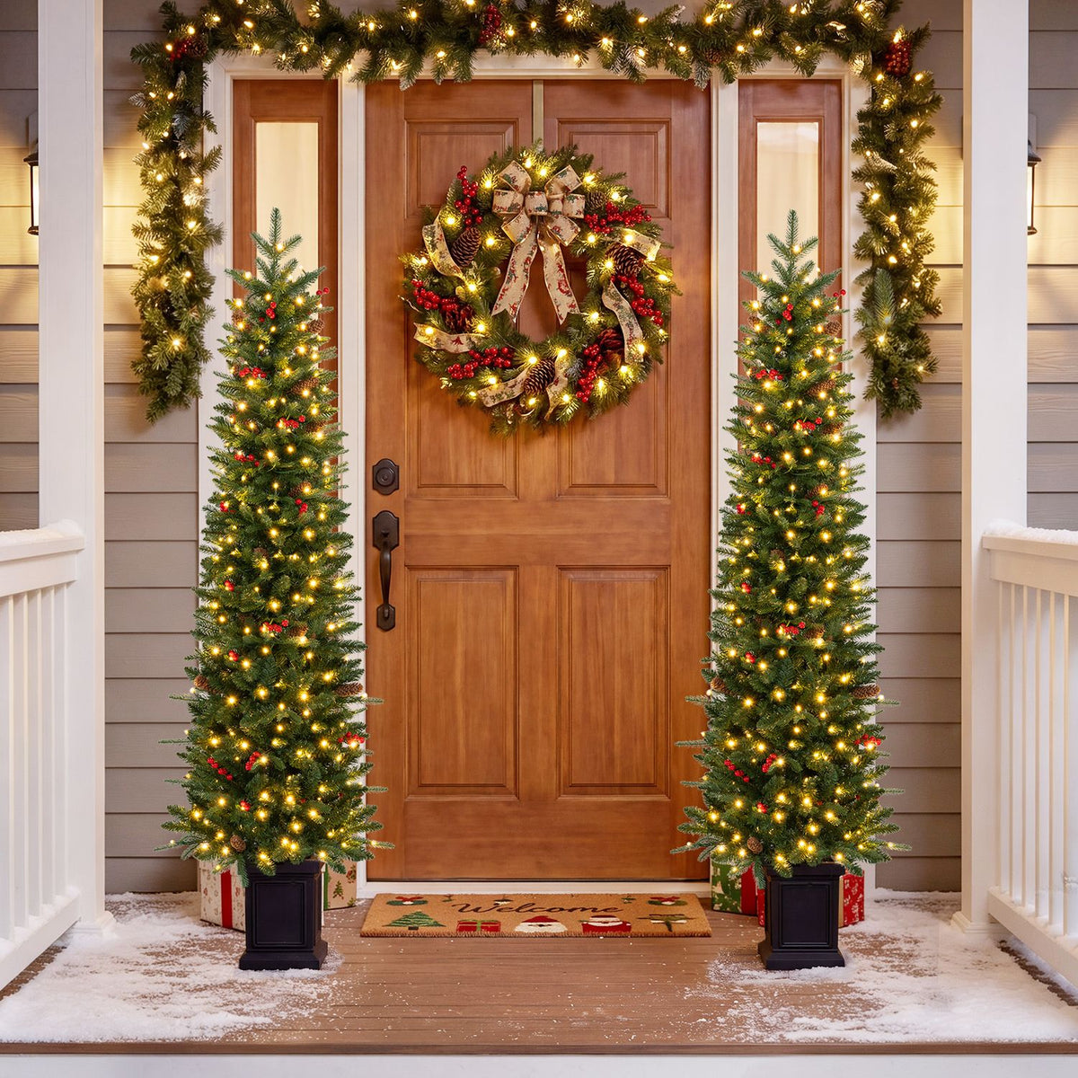 Pre-Lit Potted Artificial Christmas Tree with 100/150/200 Warm White LED Lights