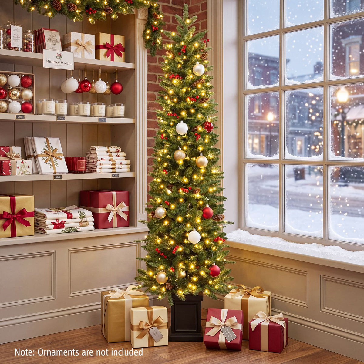 Pre-Lit Potted Artificial Christmas Tree with 100/150/200 Warm White LED Lights