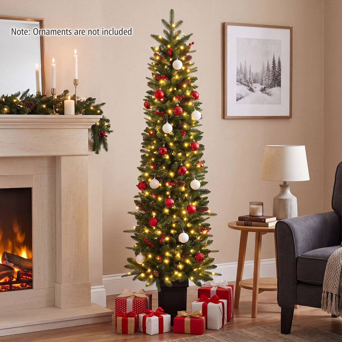Pre-Lit Potted Artificial Christmas Tree with 100/150/200 Warm White LED Lights