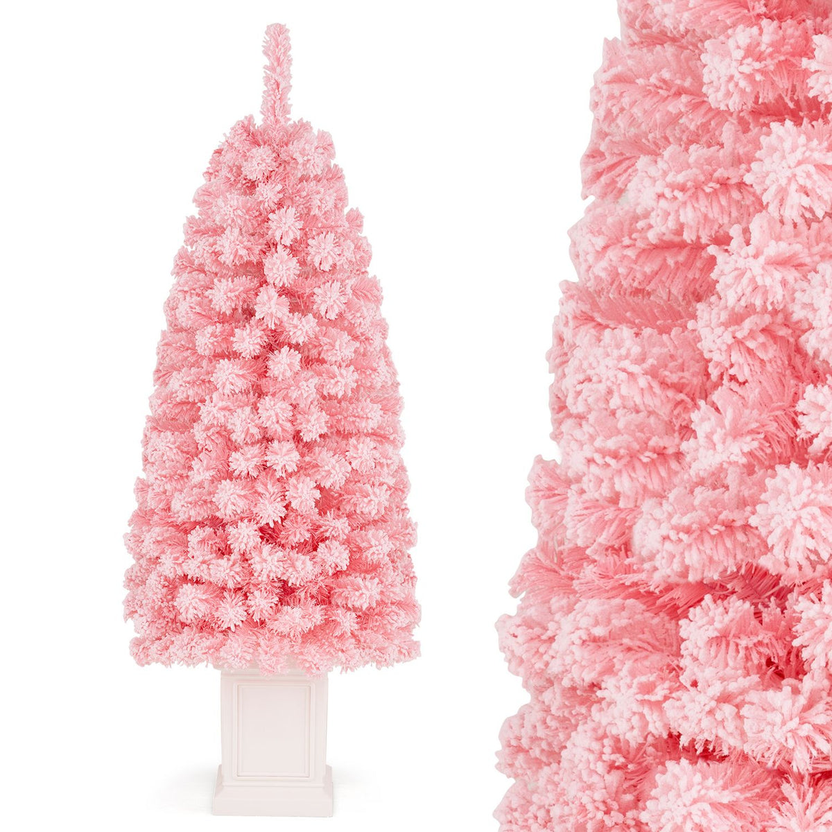 Pre-lit Potted Artificial Christmas Tree with 100/130 Warm White LED Lights