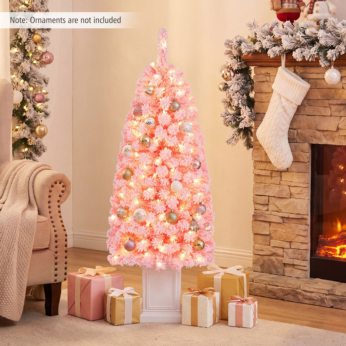 Pre-lit Potted Artificial Christmas Tree with 100/130 Warm White LED Lights