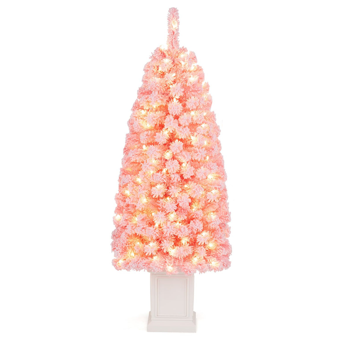 Pre-lit Potted Artificial Christmas Tree with 100/130 Warm White LED Lights