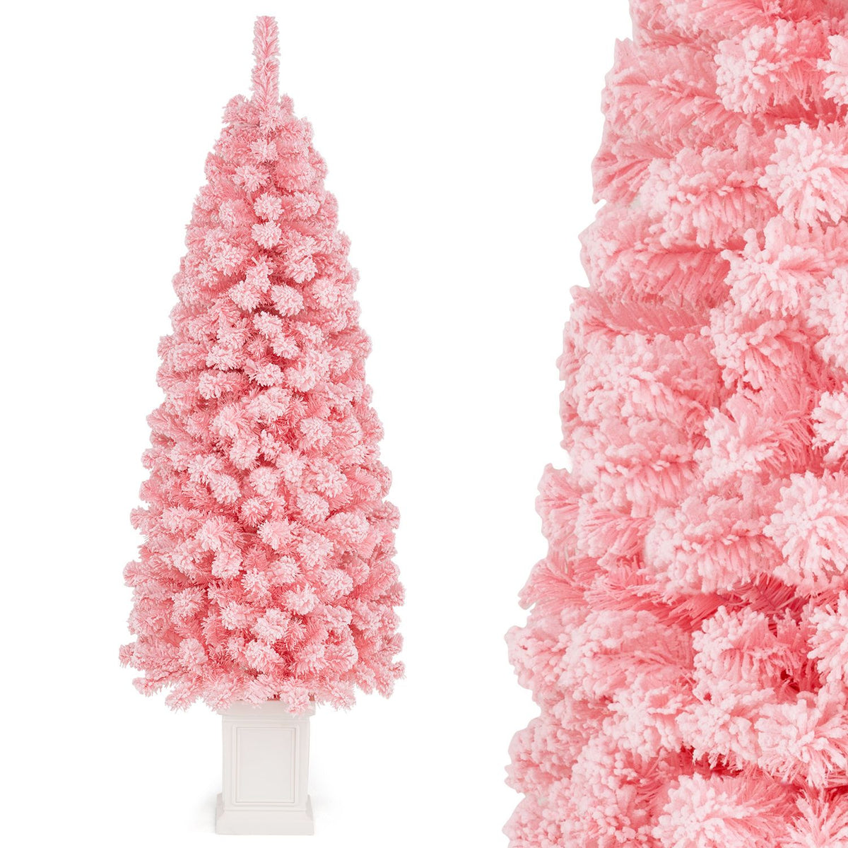 Pre-lit Potted Artificial Christmas Tree with 100/130 Warm White LED Lights