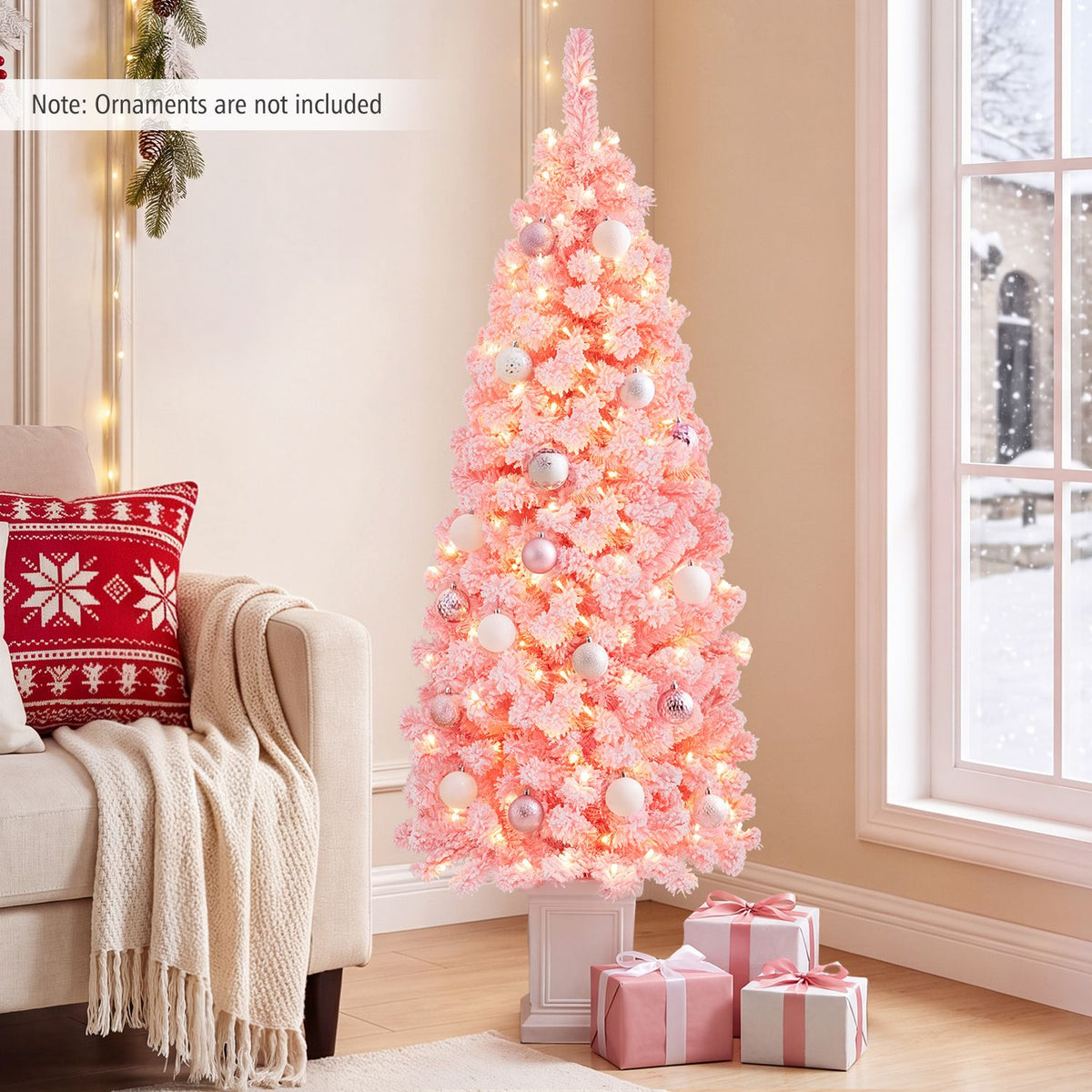 Pre-lit Potted Artificial Christmas Tree with 100/130 Warm White LED Lights