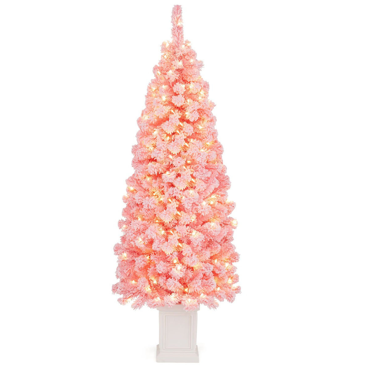 Pre-lit Potted Artificial Christmas Tree with 100/130 Warm White LED Lights