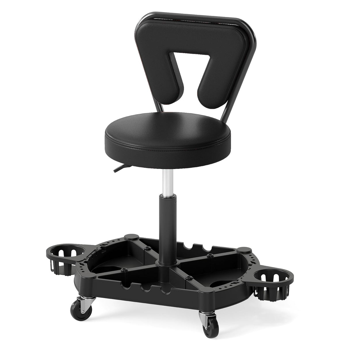 Rolling Garage Mechanic Stool with Tool Tray Storage and Padded Seat 330 LBS