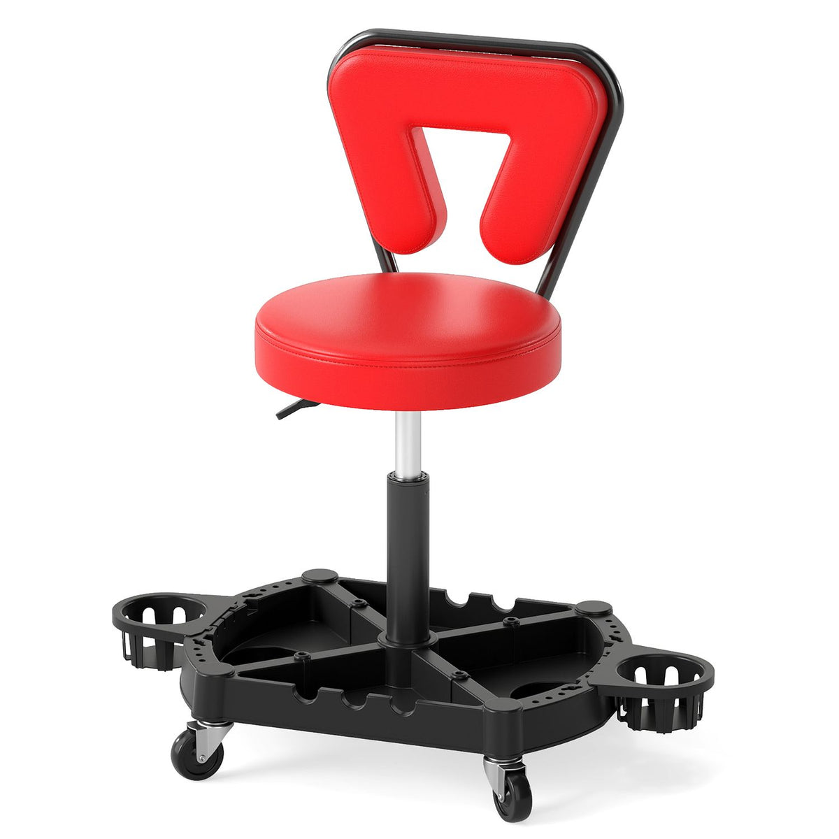 Rolling Garage Mechanic Stool with Tool Tray Storage and Padded Seat 330 LBS
