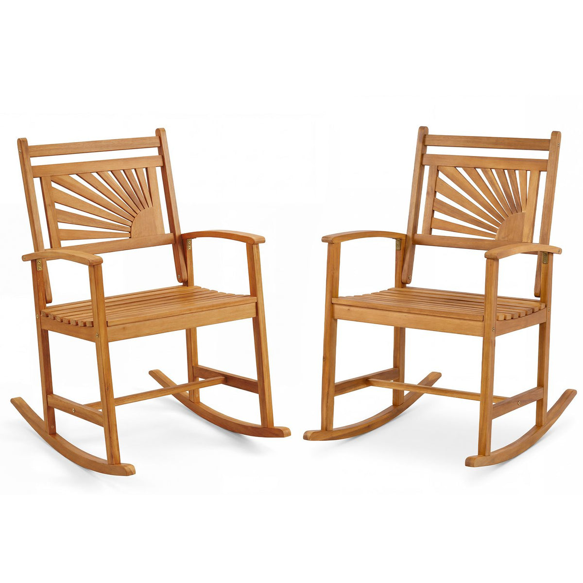 Two wooden rocking chairs shown separately against a white background.