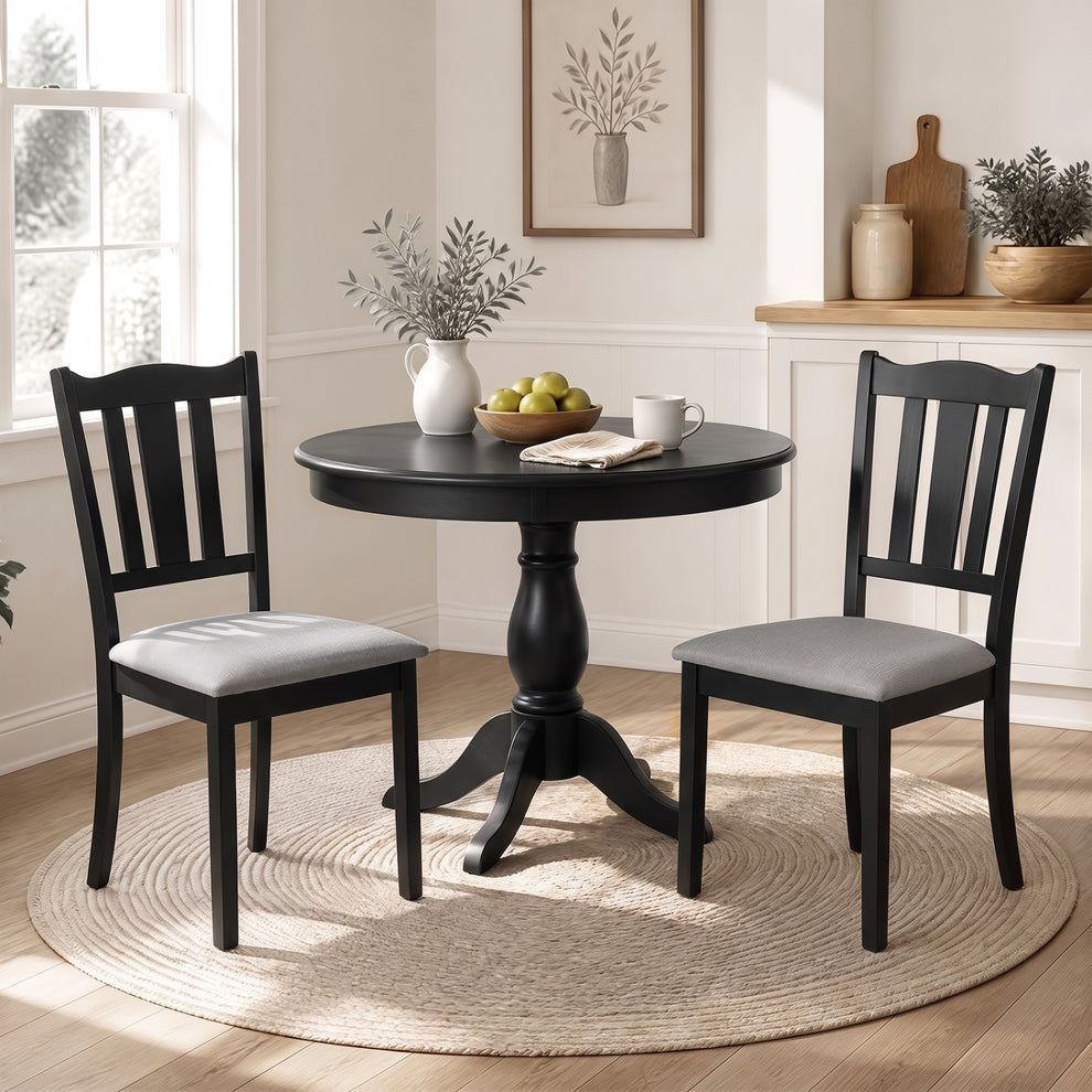 Set of 2 Wooden Dining Chair with Hollow Back and Soft-padded Cushion