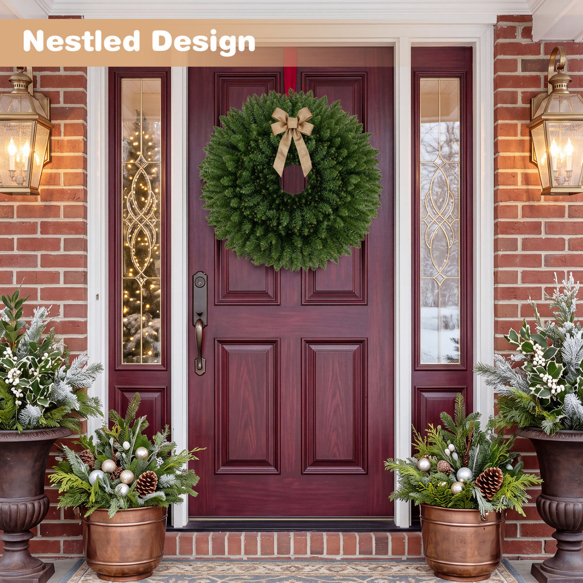 Set of 6 Artificial Christmas Wreaths with Full Branch Tips