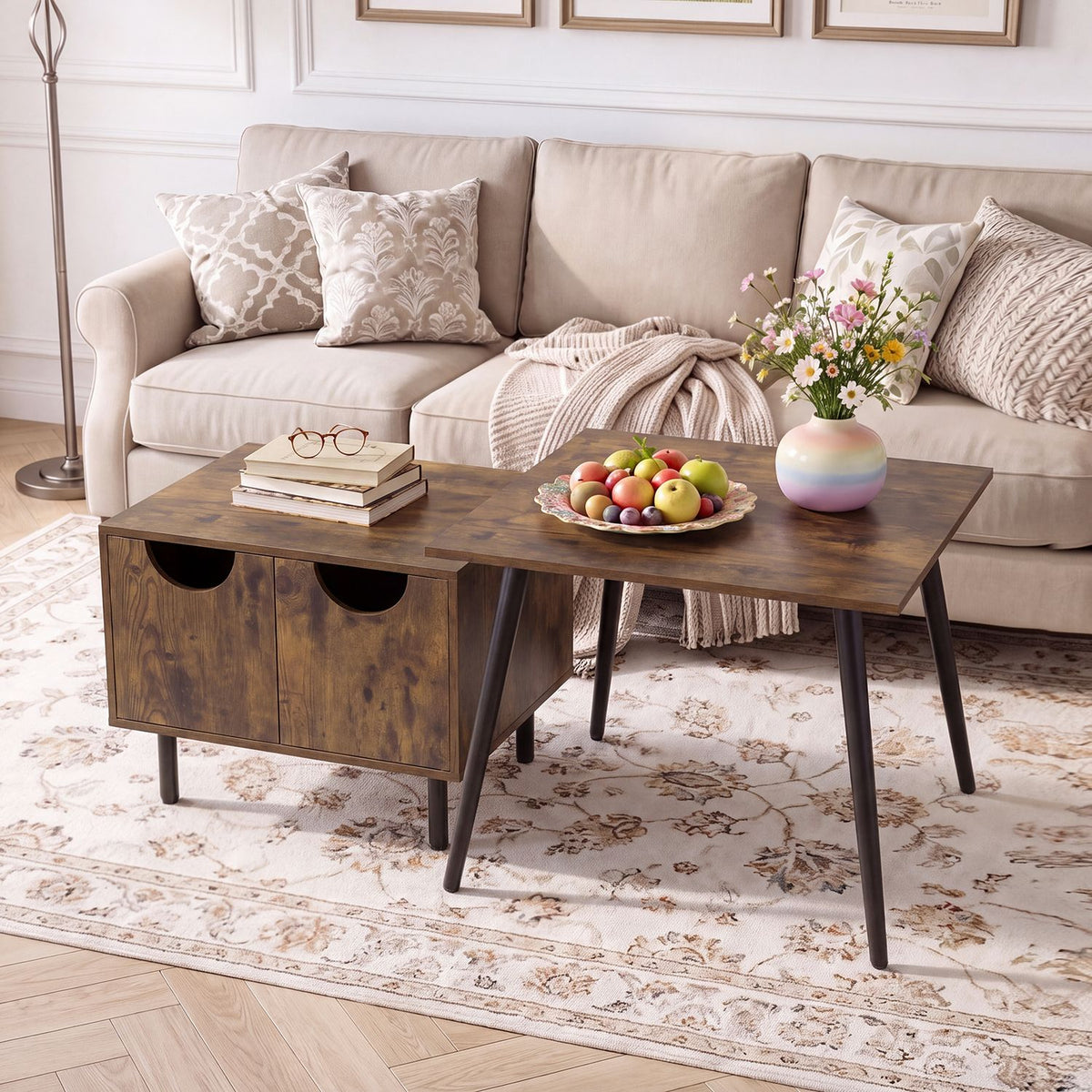Sofa Side Tables with Metal Legs for Living Room