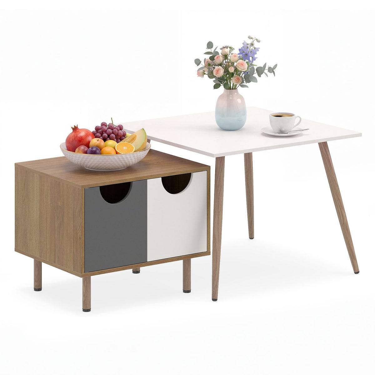 Sofa Side Tables with Metal Legs for Living Room