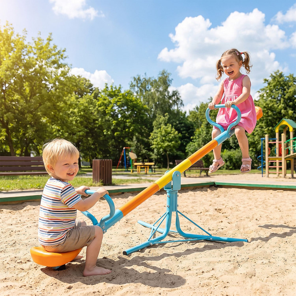 Kids Seesaw Swivel Children Teeter Totter Outdoor Play Set for 2 Children
