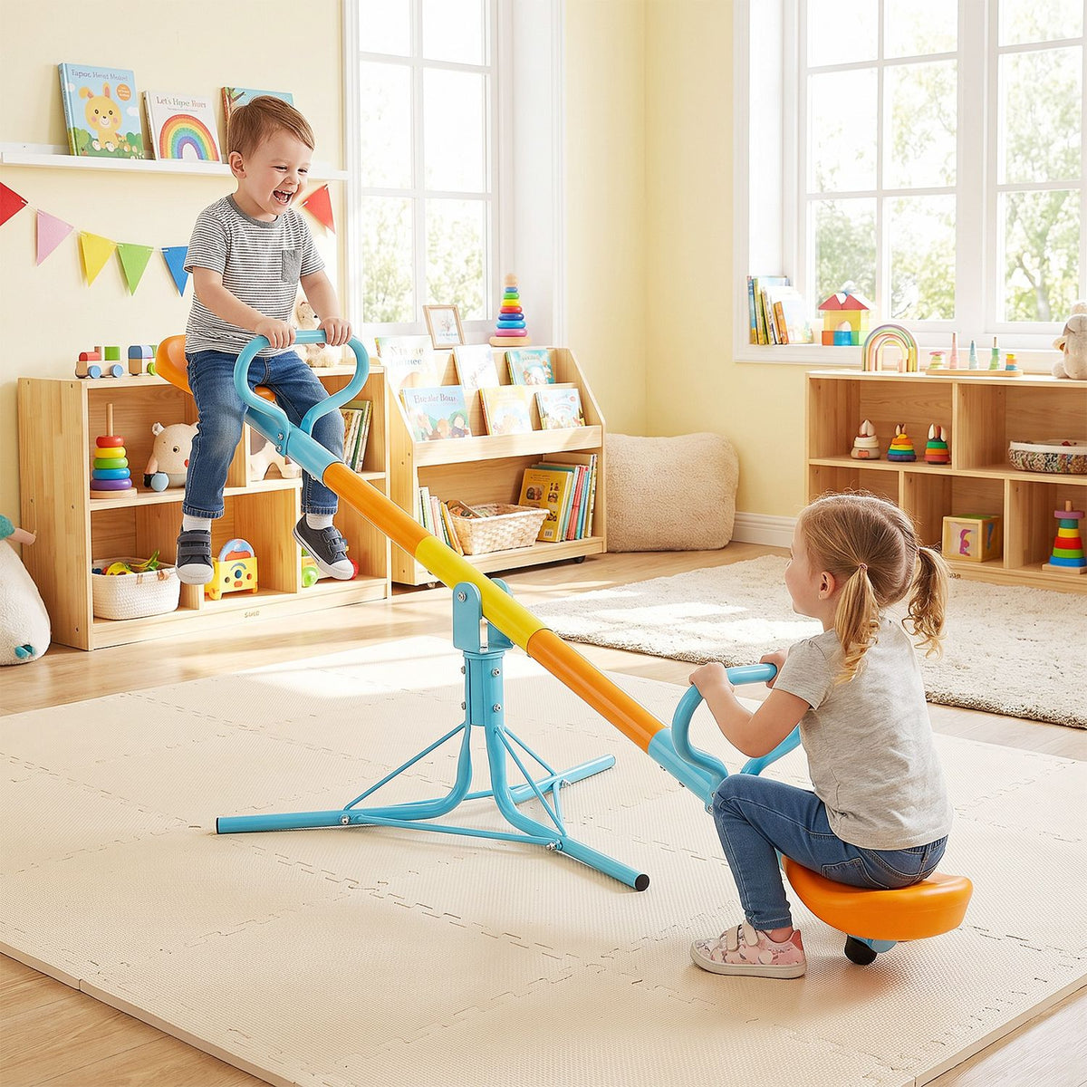 Kids Seesaw Swivel Children Teeter Totter Outdoor Play Set for 2 Children