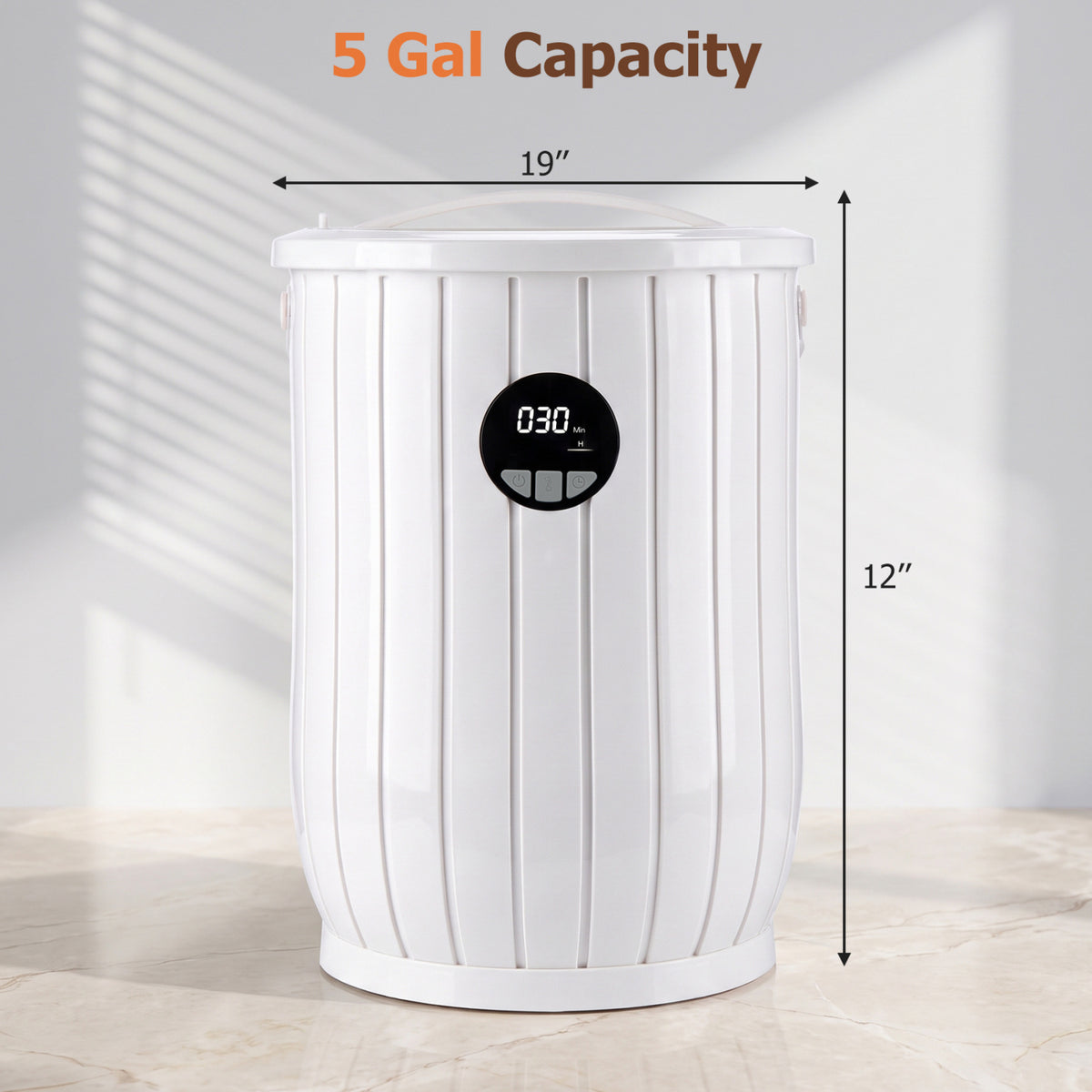 Towel Warmer Heated Bucket with Auto Shut Off and Fragrance Tray for Bathrooms, White