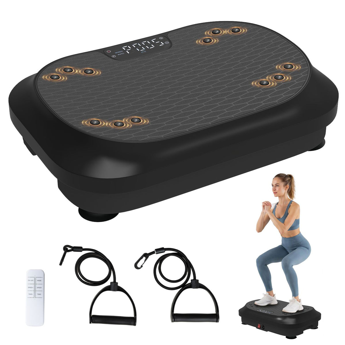 Vibration Plate Exercise Machine 200W Whole Body Platform, Black