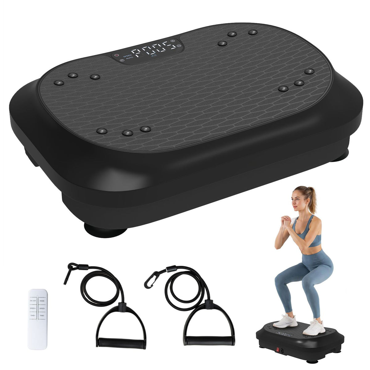 Vibration Plate Exercise Machine 200W Whole Body Platform, Black