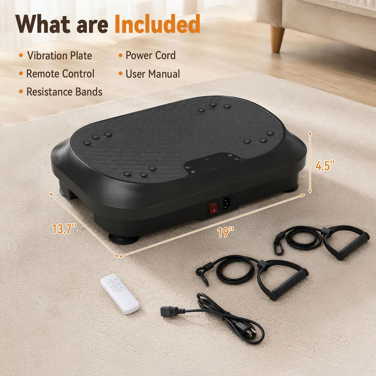 Vibration Plate Exercise Machine 200W Whole Body Platform, Black