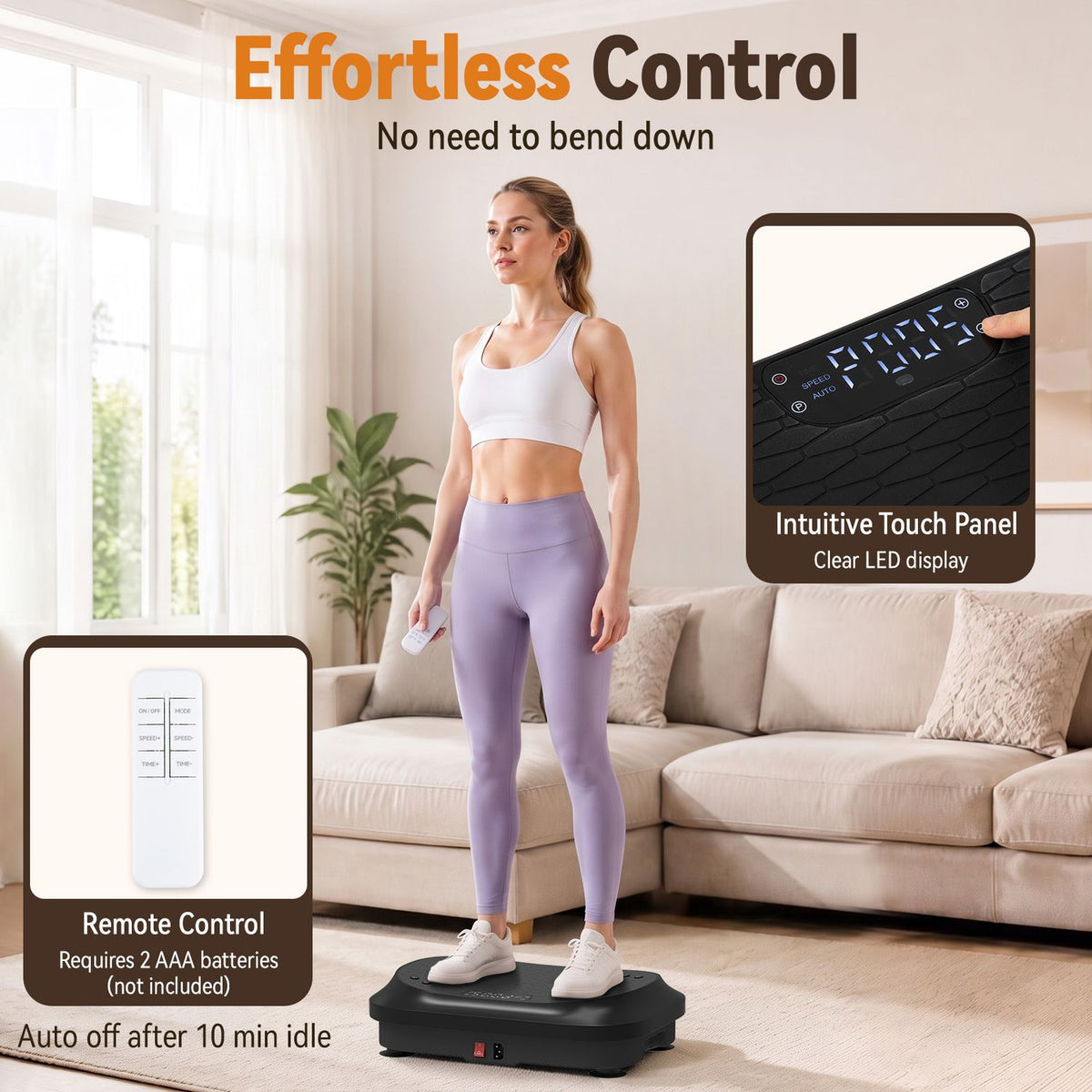 Vibration Plate Exercise Machine 200W Whole Body Platform, Black