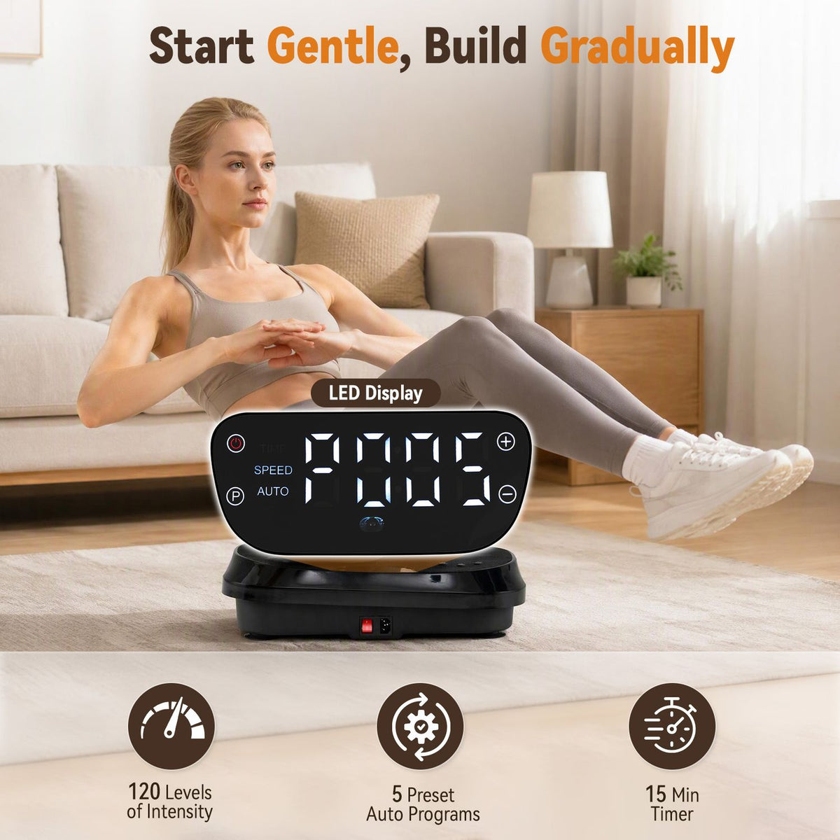 Vibration Plate Exercise Machine 200W Whole Body Platform, Black