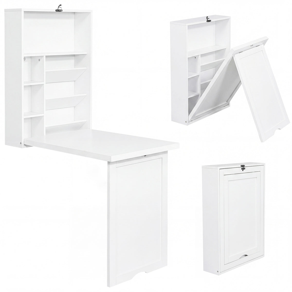 Wall Mounted Fold-Out Convertible Floating Desk Space Saver