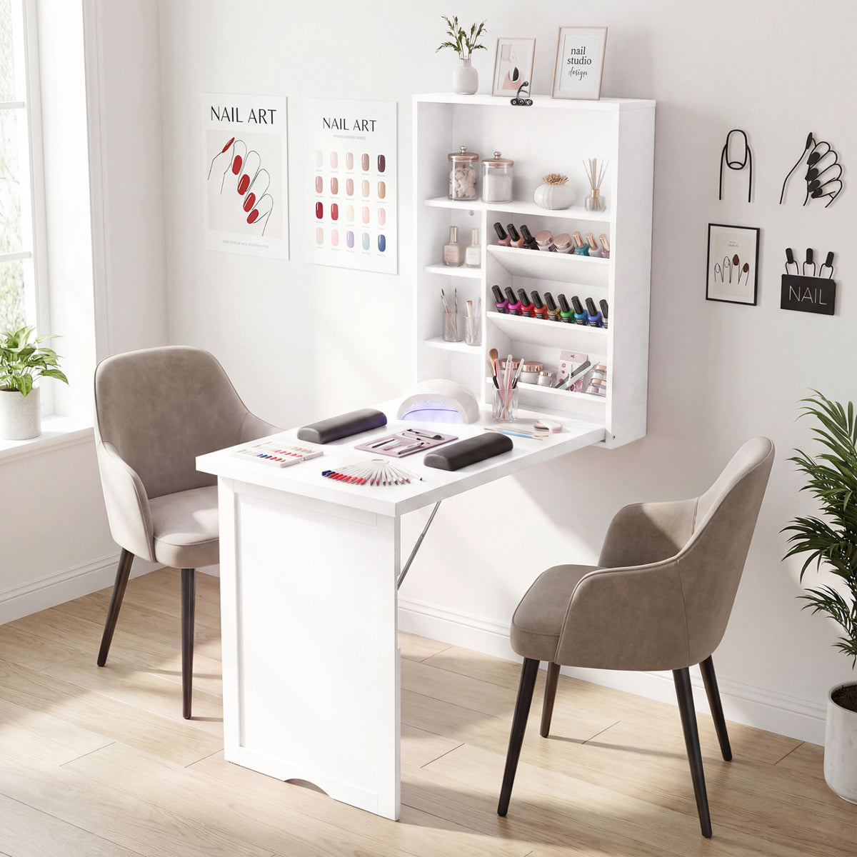 Wall Mounted Fold-Out Convertible Floating Desk Space Saver