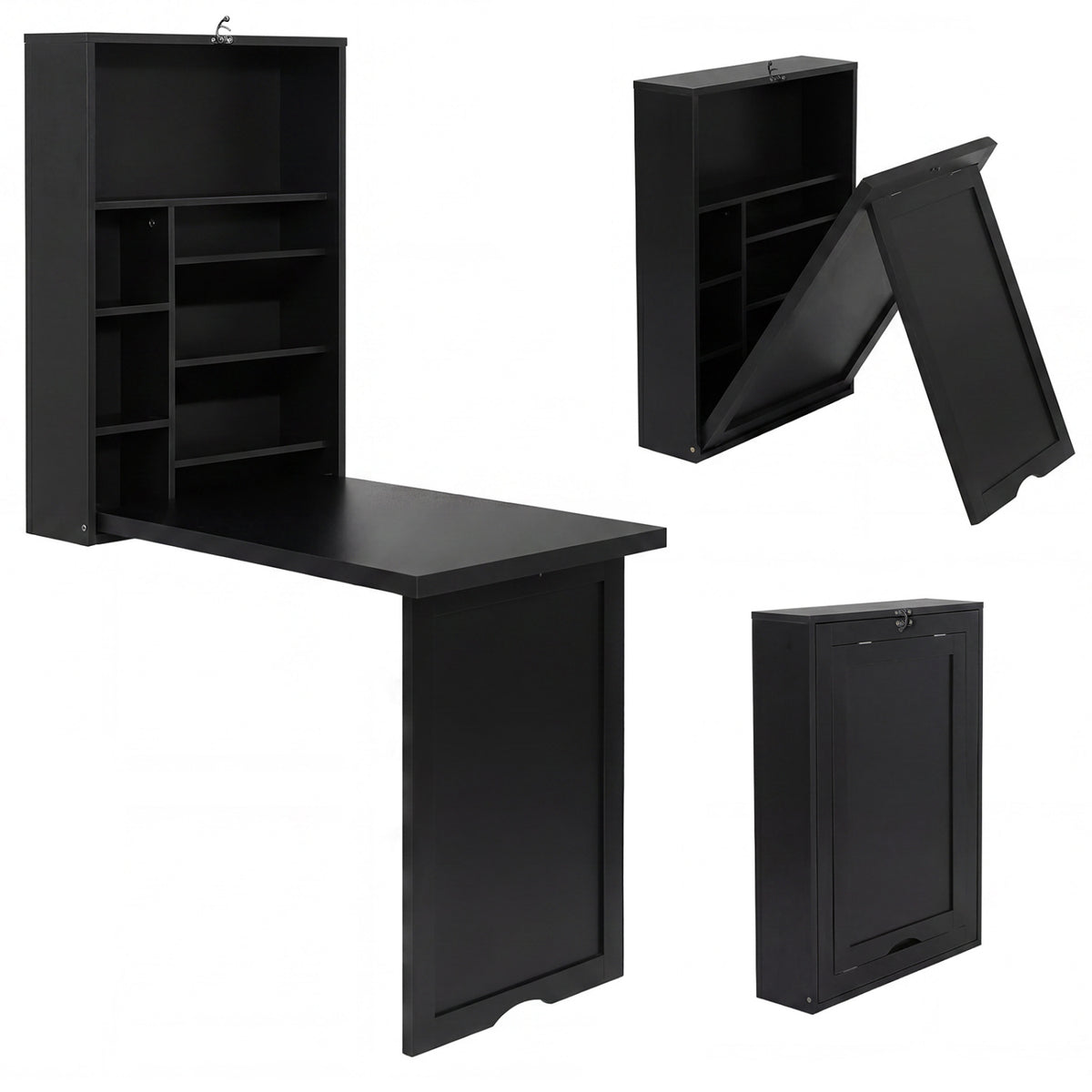 Wall Mounted Fold-Out Convertible Floating Desk Space Saver