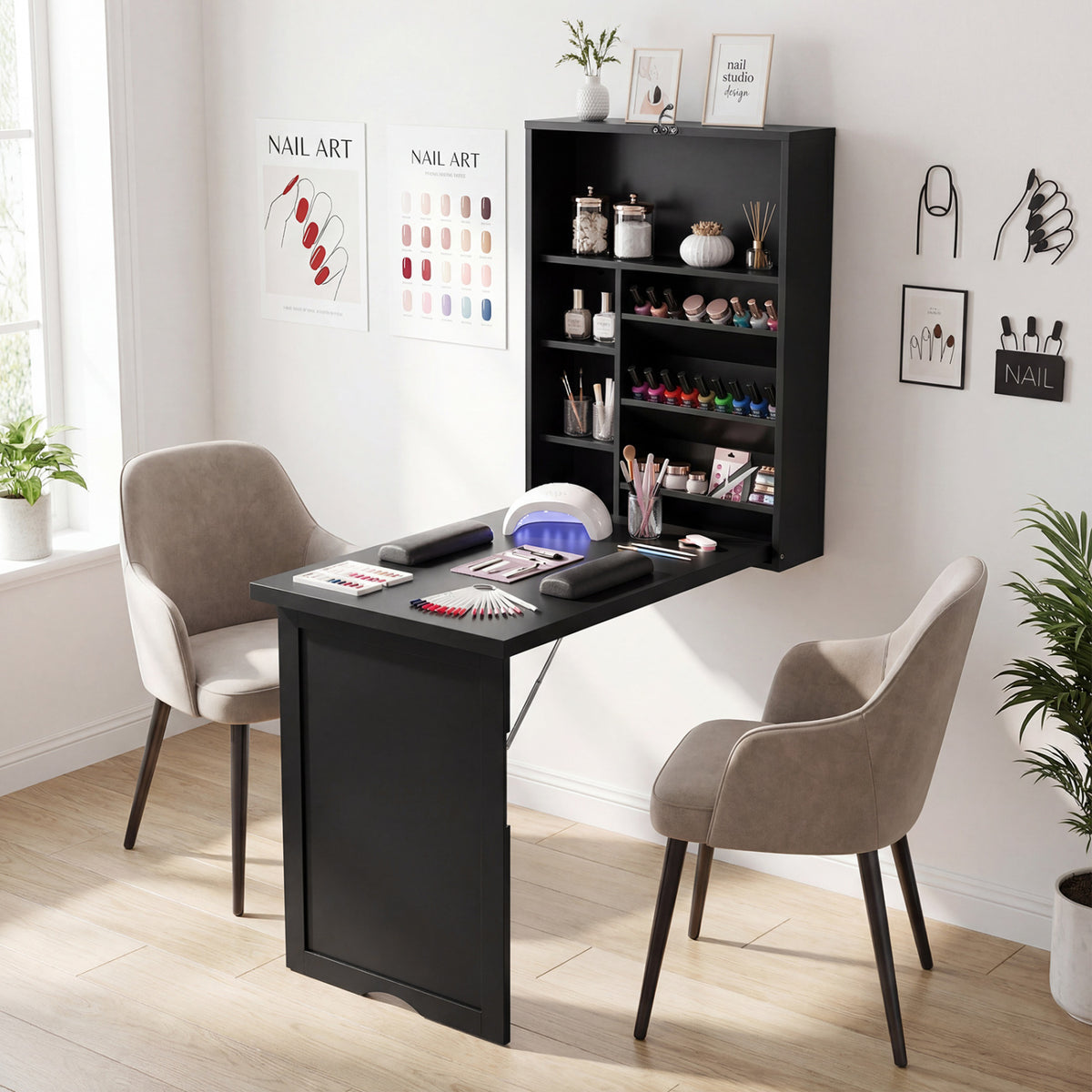 Wall Mounted Fold-Out Convertible Floating Desk Space Saver