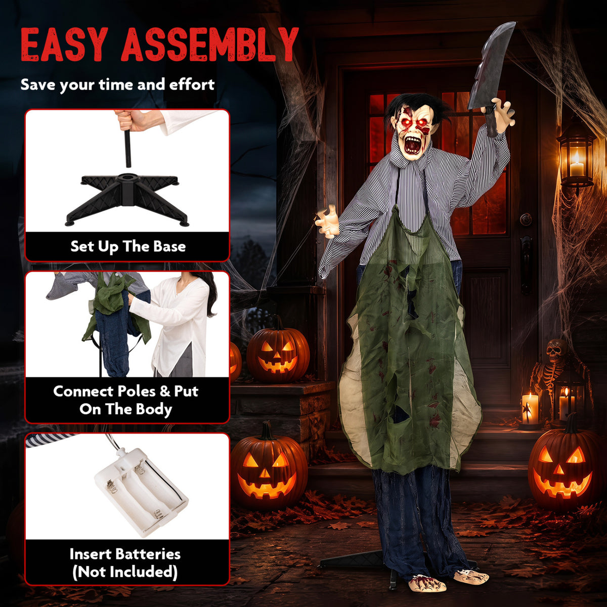 Zombie Halloween Decoration Outdoor with Glowing Eyes