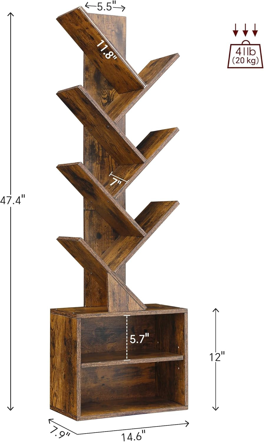 Front-facing diagram of the bookshelf with arrows and measurement markers showing overall height and compartment dimensions.