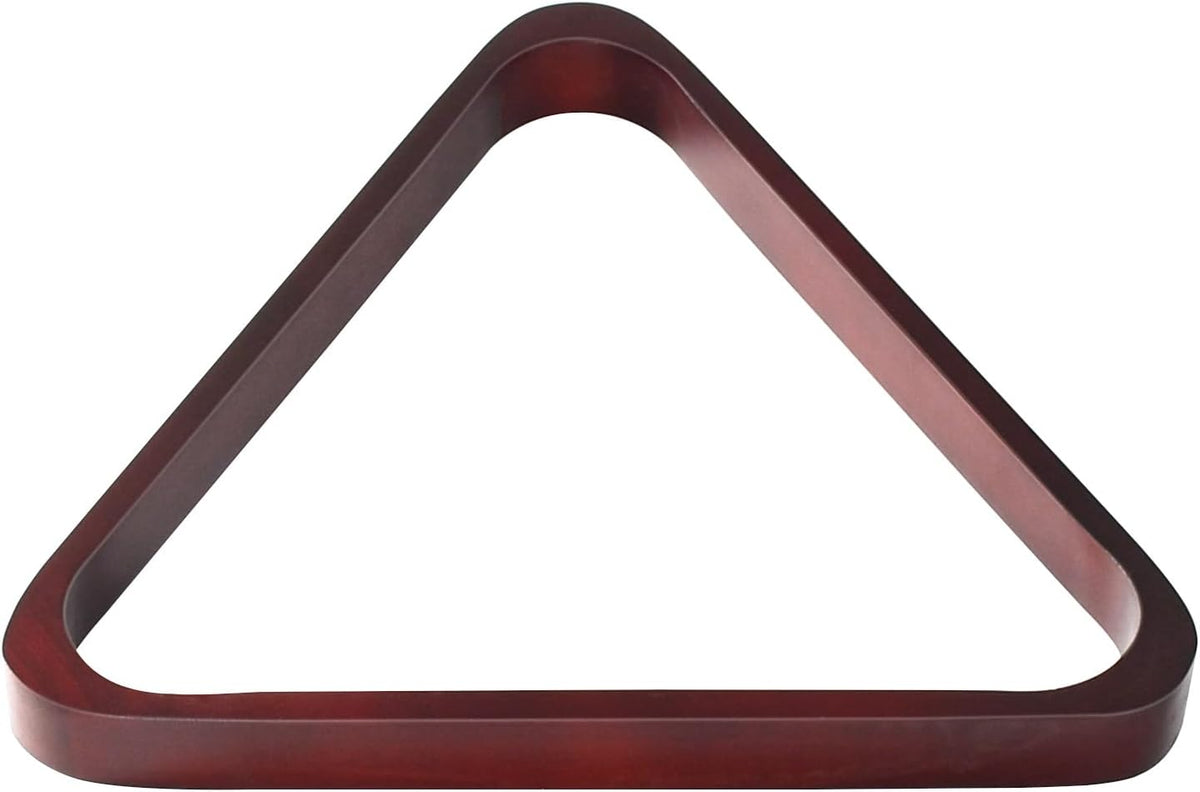 Front-facing view of the triangular wooden rack standing on its base against a white background.