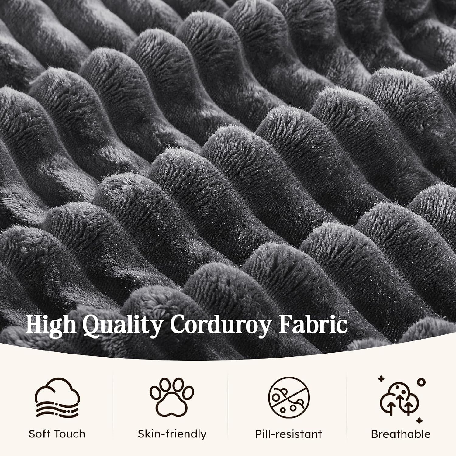 Tight close-up of plush corduroy ridges showing soft textured pile