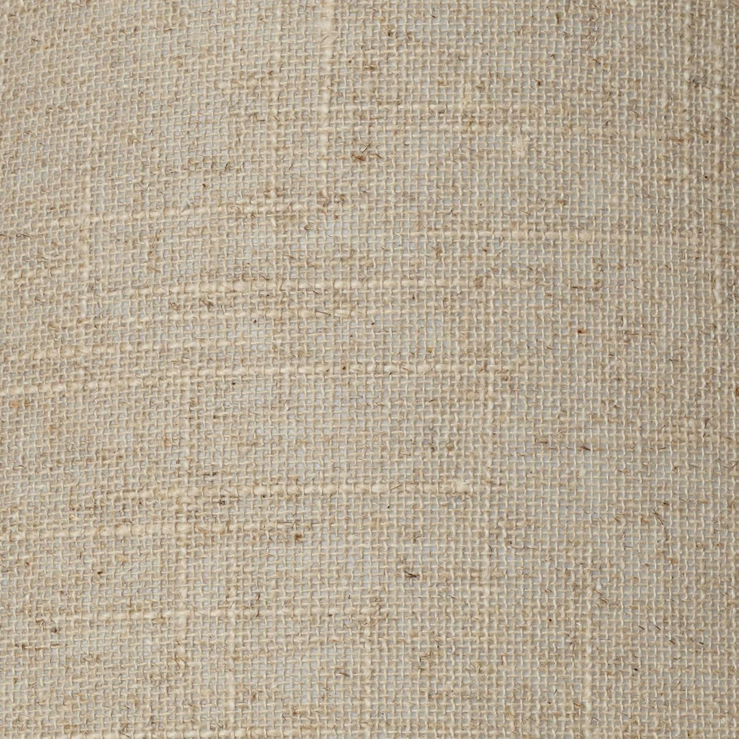Close-up of natural burlap-look cotton-blend fabric texture on a lamp shade