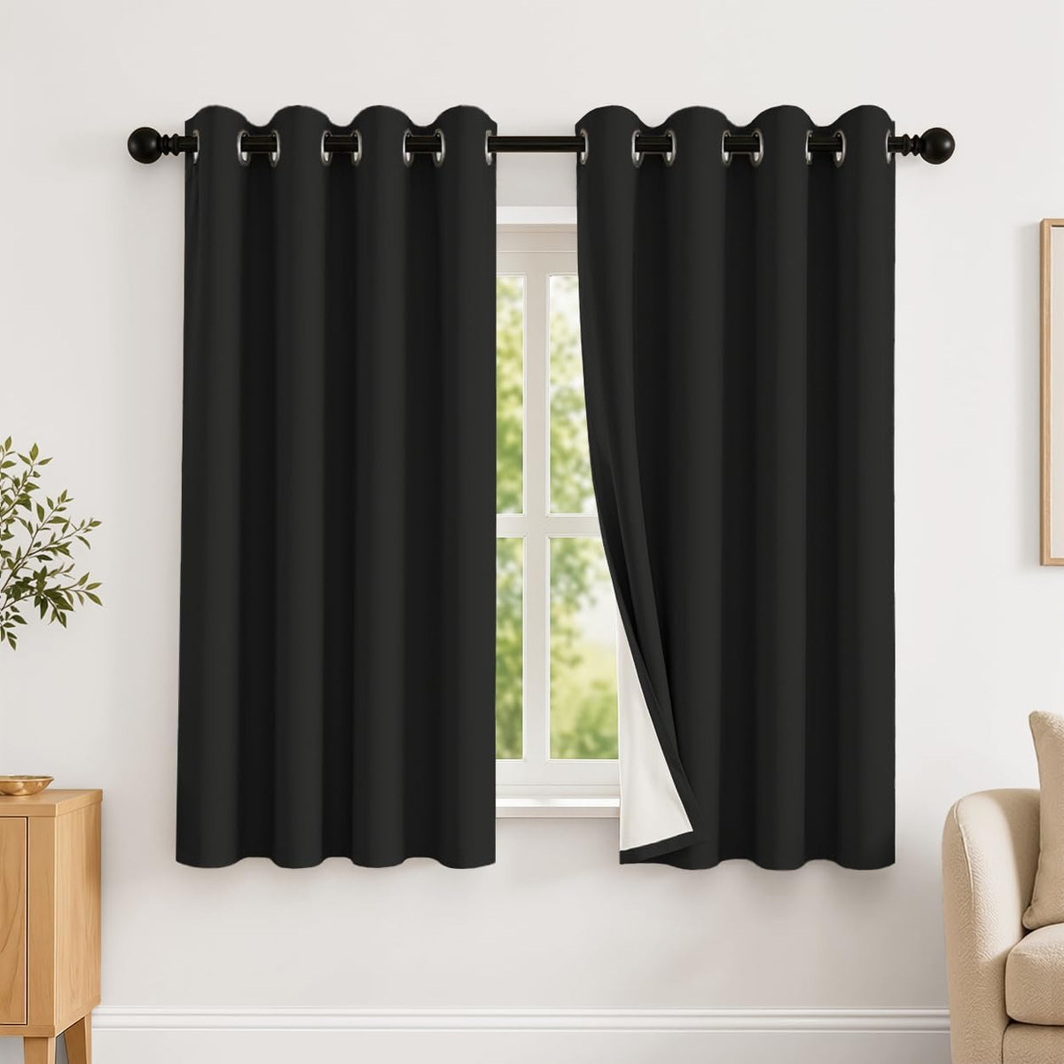 2 Panels 100% Blackout Curtains, Midweight Grommet Drapes | Thermal Insulated Drapes With White Backing, gallery view 61