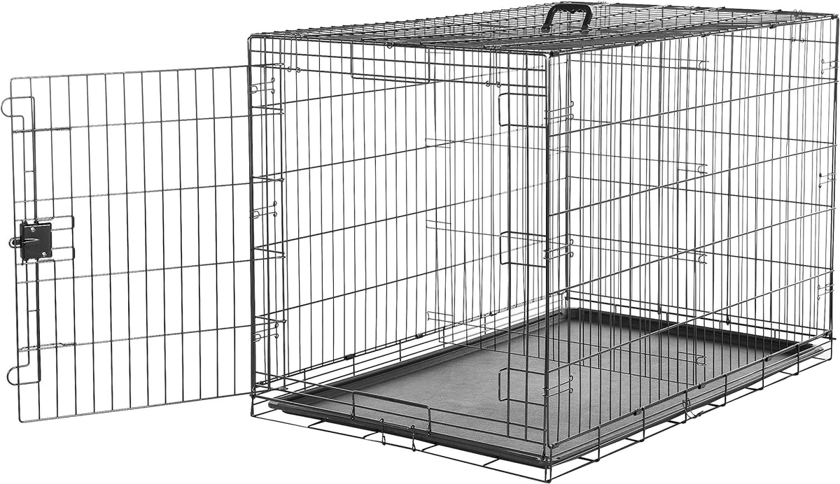 Side perspective of the crate showing interior divider attachment loops and tray in place.