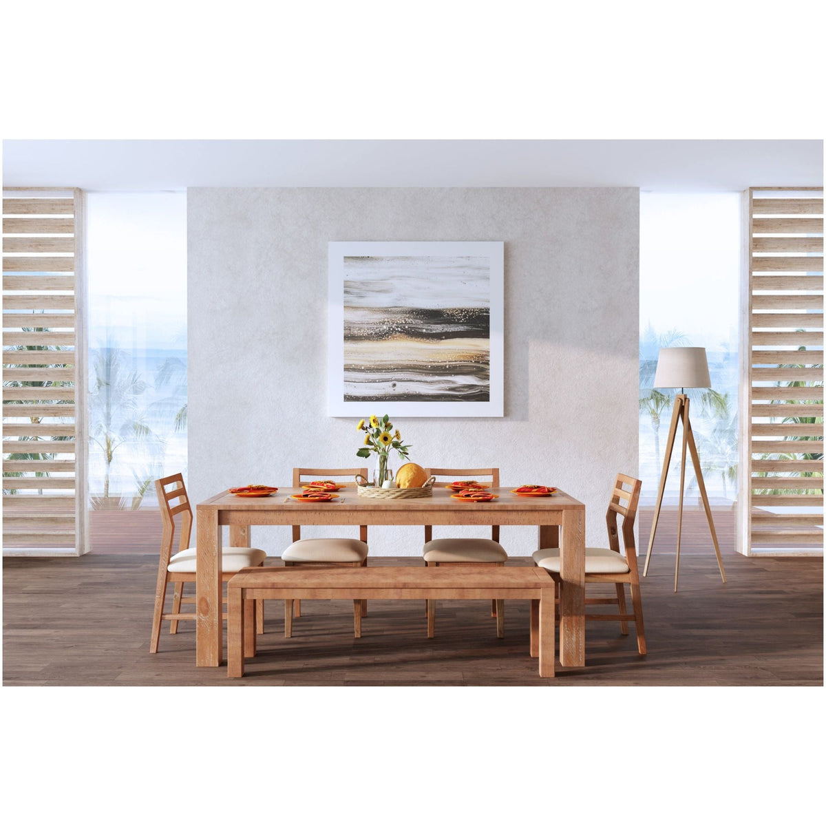 Aiden Fixed Top Dining Table, Weathered Natural
