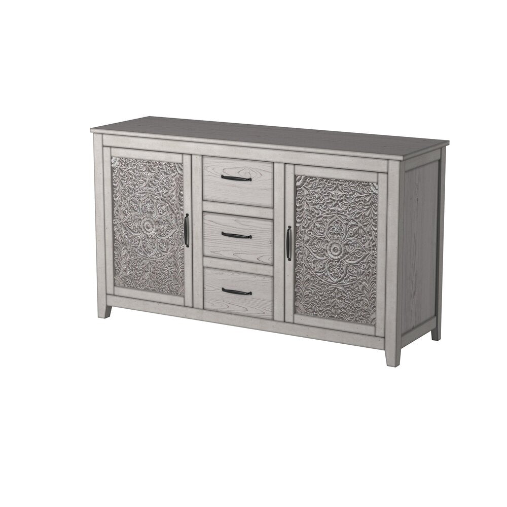 Aria Dresser with Cabinets & Drawers, Gray
