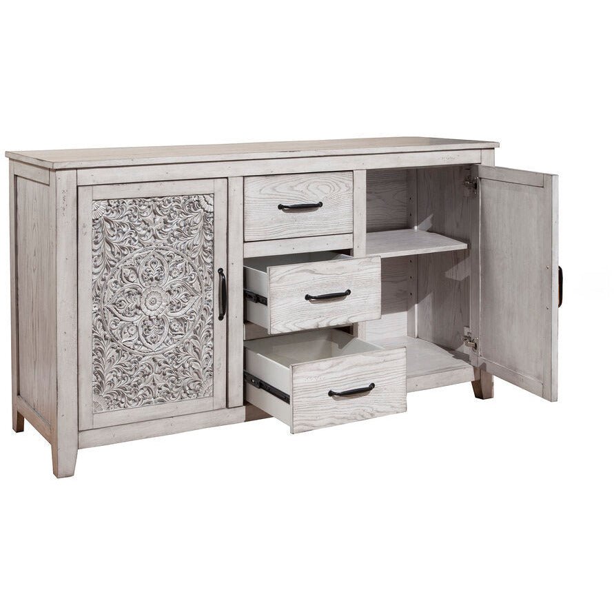 Aria Dresser with Cabinets & Drawers, Gray