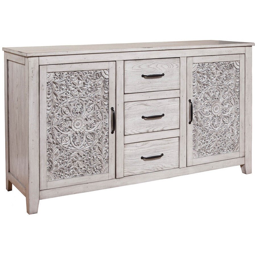 Aria Dresser with Cabinets & Drawers, Gray