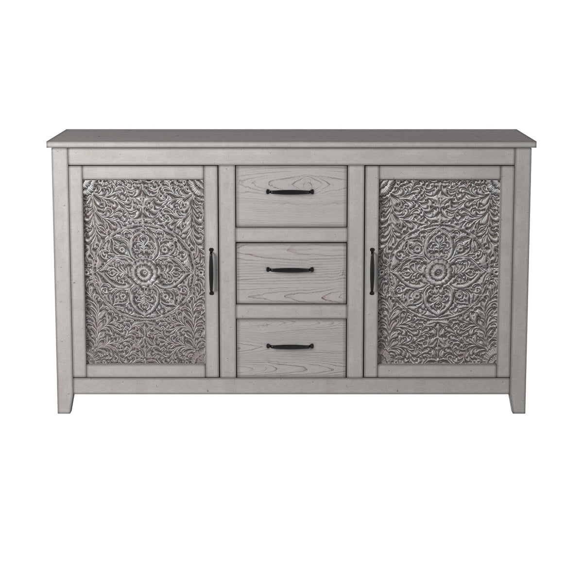 Aria Dresser with Cabinets & Drawers, Gray