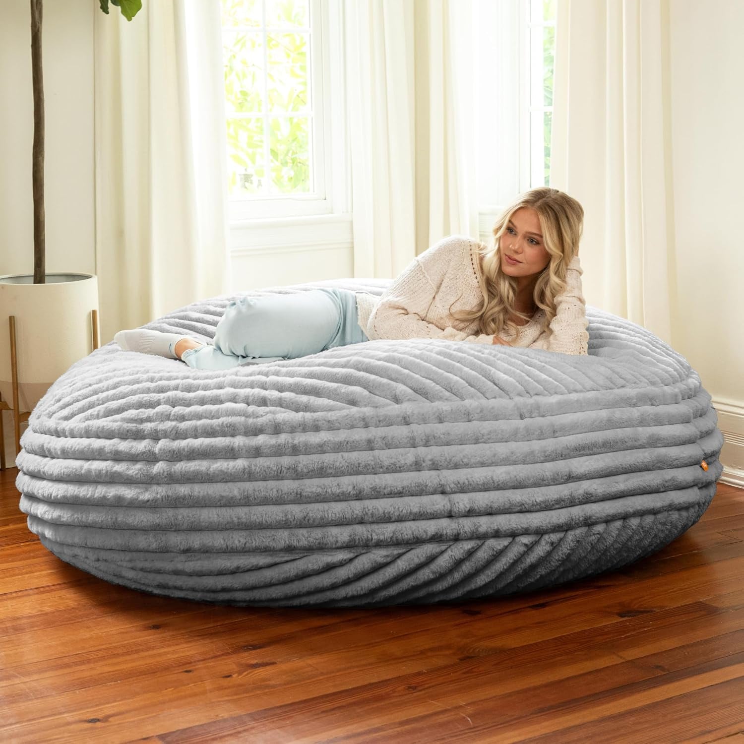 Jaxx 6 Foot Cocoon - 2-in-1 Convertible Bean Bag Bed & Large Bean Bag Chair for Adults, Charcoal, gallery view 20